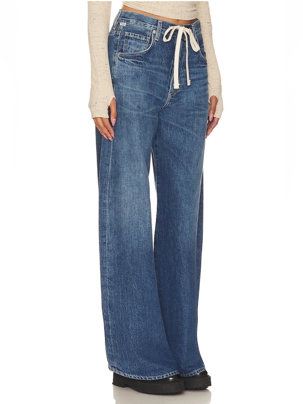Citizens of Humanity Brynn Trouser Jeans in Atlantis Size 27 Drawstring Wide Leg - Picture 3 of 15